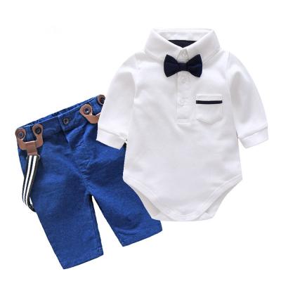 China Baby Boy Anti-Shrink Clothing Sets (Old) Bow Tie Boy Outfit Set Toddler Clothes High Quality Kids Clothes With Suspender Accessories for sale