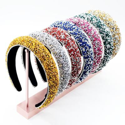 China Fashion Full Crystal Headband For Women Luxury Colorful Handmade Diamond Hairband Fashion Hair Accessories Shiny Padded for sale