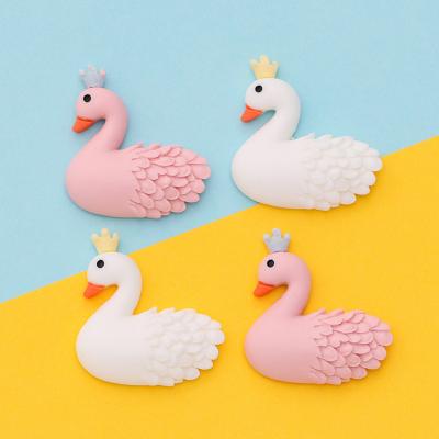 China DIY Resin Cabochons Resin Crown Swan Charm For Jewelry Bracelet Making Flatback 3D Ornaments For Decoration for sale