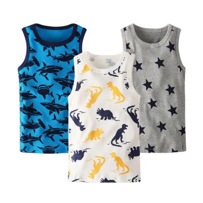 China High Quality Cotton Soft Baby Boy Summer Animal Printing Boys Breathable Vest 3pcs Set Kids Sleeveless T-shirt for sale