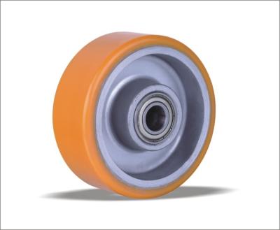 China Forklifts Competitive Price Ball Bearing 100-150mm Center Polyurethane PU Aluminum Wheels for sale