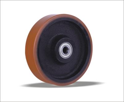 China Forklifts Competitive Price 75-400mm Ball Bearing Cast Center Polyurethane PU Wheels for sale