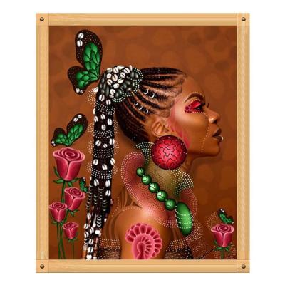 China Modern hot african woman beauty design decorative mosaic painting round diy diamond painting for sale