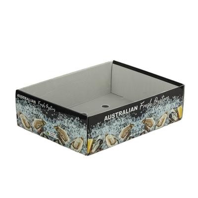 China Engraving printing corrugated PE box plastic oyster box wax box for oyster packaging for seafood for sale