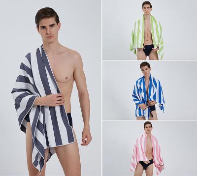 China QUICK DRY Stripe Beach Towel Sports Quick Dry Towel Bathing Towel for sale