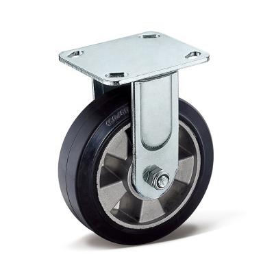 China Rigid Heavy Duty Black Rubber Caster With BPC Aluminum Core Plate Mounted Wheels Heavy Duty Swivel Casters for sale