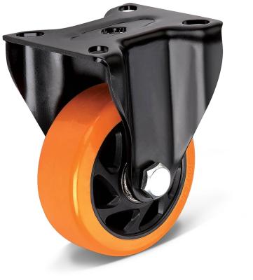 China Good Weather Resistance Rigid Orange PU Wheel Ball Bearing Casters Manufacturers for sale