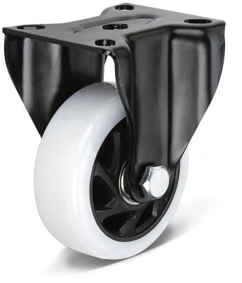 China Wheels 4Inch 100 Millimeter Diameter Rigid European Style PP White Industrial Nylon Roller Bearing Core Casters For Industyr Entertainment for sale