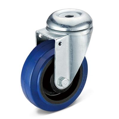 China Low price swivel bolt hole rigid casters and wheel plastic roller bearing elastic rubber with pp core trolley cart for sale