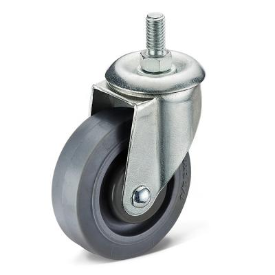 China PIVOT 75mm 3/4/5/6 Inch Threaded Stem 75mm Industrial Light Duty Spinning Caster Wheel TPR Gray Swivel Tiny Duty Caster for sale