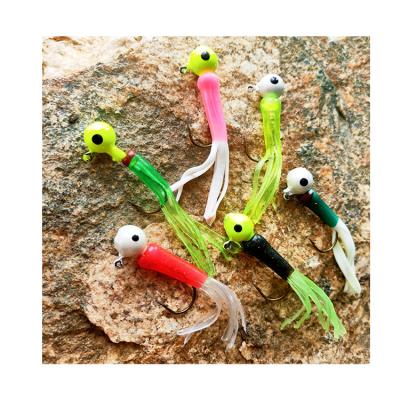 China Picture shows artificial soft head bait octopus lead slow building squid lure with helper hook for river and sea fishing for sale