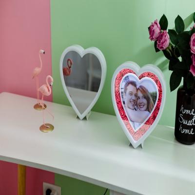 China Hot creative multifunctional heart-shaped pink fun LED photo magic frame of the mirror can be used as a mirror for sale