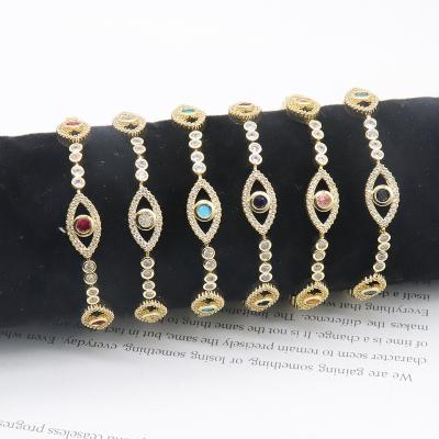 China BOHEMIA New European and American Devil's Eye micro-inlaid bracelet women's fashion rhinestone Turkish eye alloy pull bracelet for sale