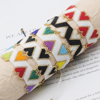 China BOHEMIA Hot Selling Love Heart Shape Miyuki Beads Bracelet Bohemian Hand-Woven Miyuki Beads Heart Miyuki Bracelet for sale