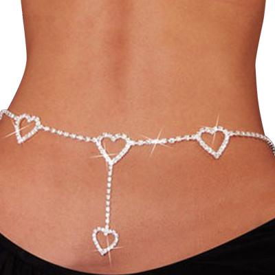 China TRENDY Fashion Bohemia Bling Crystal Rhinestone Tassel Belt Hollow Heart Love Waist Chain Women Sexy for sale