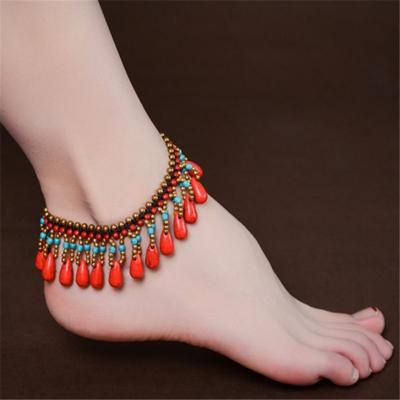 China TRENDY Ethnic Beach Anklet Female Personality Hand-Woven Multi-Layer Retro Bohemian Ankle Bracelets Wholesale Lots for sale