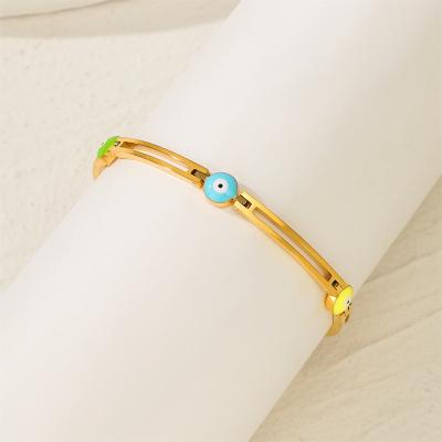 China TRENDY 2023 New Fashion Colorful Eye Drip Hip Hop Geometric Stitching Popular National Style Pendant Blue Evil Eye Bracelet for sale