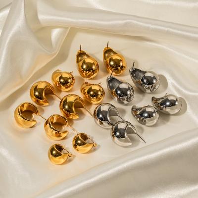 China TRENDY Hot Stylish Wholesale Non-Fading Spherical Water Drop Hollow 18k Gold Plated 2023 Earings Stainless Steel for sale