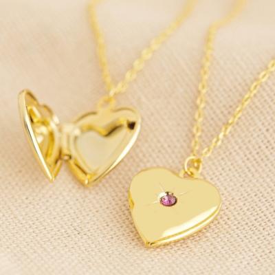 China TRENDY Mothers Day Gift Choker Birthstone Open Photo Love Heart Necklace Engraved Necklace Stainless Steel Heart Necklaces for sale