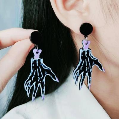 China TRENDY New Halloween Stud Earrings Hand Paw Bottle Eardrop Female Acrylic Halloween Earrings For Women for sale