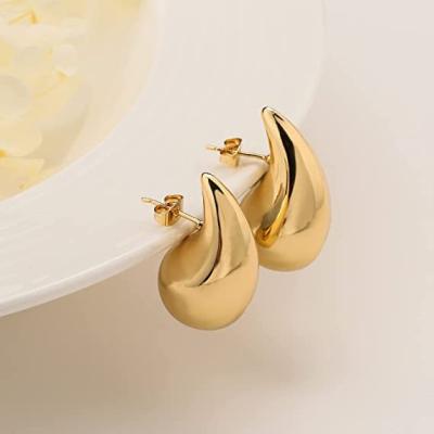 China Punk Fashion Drop Earrings Waterdrop Chunky 18k Gold Plated Stud Earrings Stainless Steel For Women for sale