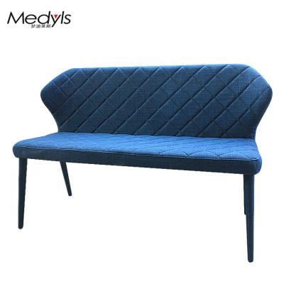 China Hot Selling (Other)Unique Design Adjustable Dining Bench Metal Blue Canvas Fabric Covered View For Bedroom Living Room Lobby Bench for sale