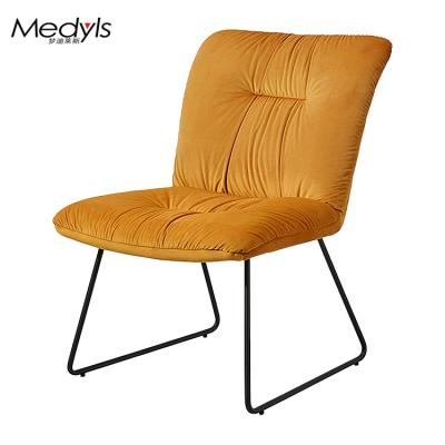 China Modern Yellow Velvet Velvet Seat Bag& Sandy Black Powder Coating Lounge Chair Living Room Bedroom Furniture Factory Outlet Hot Sale for sale