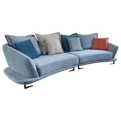 China Luxury Elegant Living Room Velvet Stainless Steel Science And Technology Design Sofa Set Furniture For Bedroom Blue Furniture Guangdong Fabric for sale