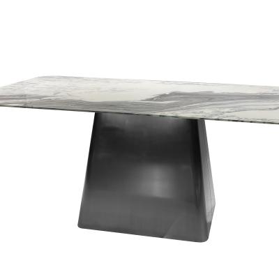 China K/D Modern Furniture Legs Marble Glass Top Black Blue Gray Glod Packing Room Metal Stainless Steel OEM/ODM Dining Tables Designs for sale