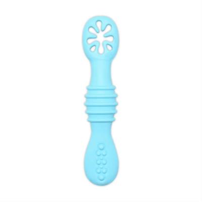 China BPA Free Bpa Free Infant Self Feeding Pre Feeding Toddler Spoon Soft Silicone Baby Set Utensil Training Tip Spoon for sale