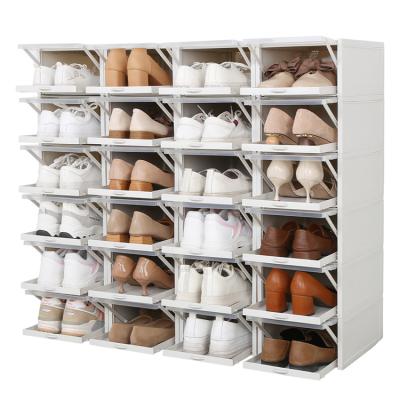 China Lastest hot sale shoe storage box household fashion shoe plastic transparent cabinet viable for sale