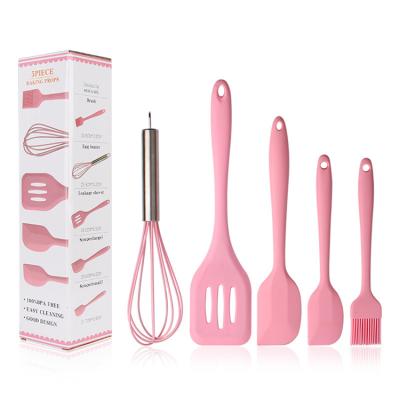 China Direct Sales Contemporary Pink Home Kitchen Factory Environmental Friendly Silicone Cooking Tool Kits for sale