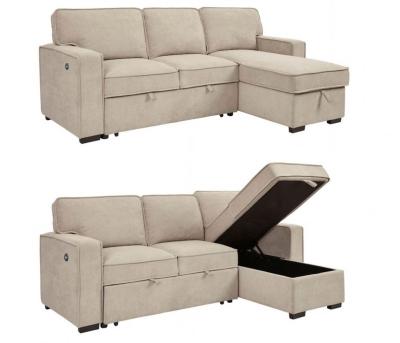 China Tufted 3 seater sleeper sofa with storage chaise for sale