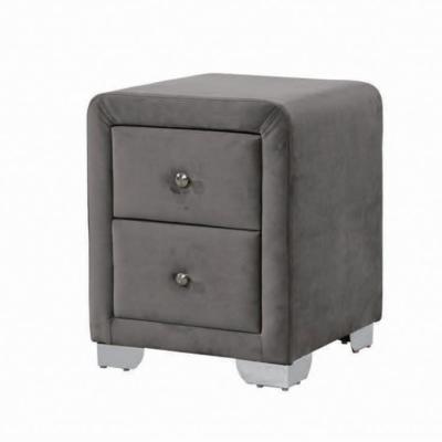 China Extendable Cheap upholstered 2 Drawer nightstand storage tufted fabric bedside table for sale