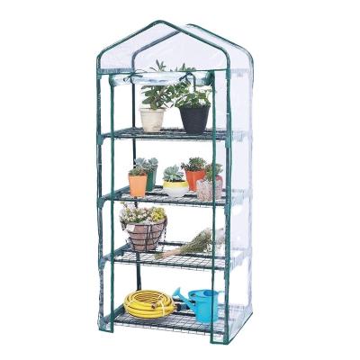 China Easily Assembled 4 Tier PVC Clear Mini Film Greenhouse For Garden for sale