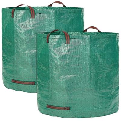 China Eco-Friendly 2 Pack Large Noise Resistant Collapsible Garden Waste Leaf Collect Bag With Green Color for sale