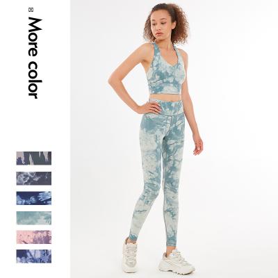 China Breathable Fitness Wear Sport Yoga Sets Fitness Women 2 Piece Gym Yoga Set Printed Yoga Exercising Athletic Set for sale