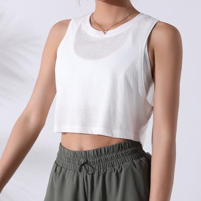 China 2021 Hot Selling Breathable Yoga Tank Top Ladies Jogging Gym Sport Workout Women Beach Tops Crop Top for sale