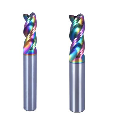 China High Quality Tungsten Carbide Steel Color Coated 3 Edge Milling Cutter Aluminum CNC Machine Tool High Polishing Cutter for sale