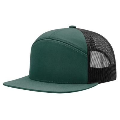 China COMMON Wholesale Custom Camouflage Patch Logo 7 Panel Gorras Style Snapback Sports Leather Rubber Mesh Trucker Cap Embroidery for sale