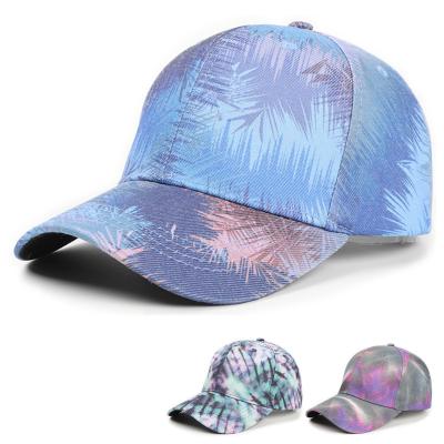 China JOINT Colorful Tie Dyed Leaf Baseball Caps Sun Block Hats For Men And Women Casual Hat for sale