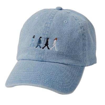 China JOINT Gorras Custom Free Logo Design Ripped Jeans Vintage Girls Ladies Baseball Cap Blue Denim Washed Ball Cap and Distressed Hats for sale