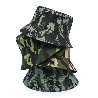 China JOINT Factory Printed Camouflage Bucket Hat Travel Folding Basin Hats Fashion 100% Cotton Outdoor Shade Hat for sale