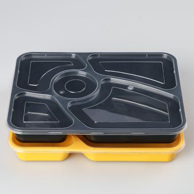 China New Design 5 Compartment Microwavable Disposable Plastic Food Container With Lid for sale