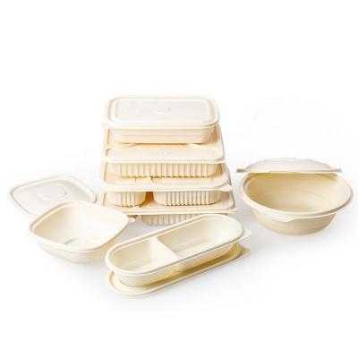 China Food Take Away Fast Food Box Eco Friendly Cornstarch Lunch Bowls Biodegradable Food Packaging Container for sale