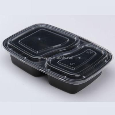 China 1000ml Disposable Plastic Safe Disposable 2 Compartment Microwave Food Container With Lid/Divided Dish/Lunch Tray With Cover, 10 Packs for sale