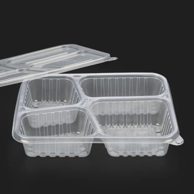 China 4 Compartment Microwavable Safe Disposable Meal Prep Plastic Lunch Tray PP Student Bento Box Microwavable Disposable Plastic Takeout Box With Leak Proof Lid for sale