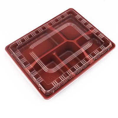 China Microwavable 5 Compartment Plastic Take Out Lunch Box With OPS Lid for sale