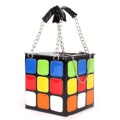 China SH1680 Fashion Unique Cute Cube Shape Ladies Purse Chain Box Bags Tote Women Magic Clutch Bag for sale