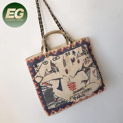 China SH1500 fashion canvas chain designer totes large purse tote handbags 2021 new large graffiti bags for sale